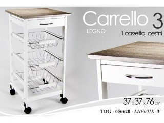 CARRELLO PORTAVERDURE GICOS LEGNO CM. 37X37X76 BIANCOGRIGIO