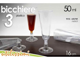 BICCHIERE GICOS PLASTICA TRASPARENTE FLUTE 3 PZ.