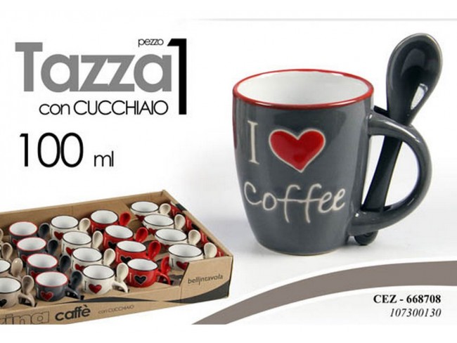 TAZZINA CAFFE' I LOVE COFFEE + CUCCHIAINO GICOS