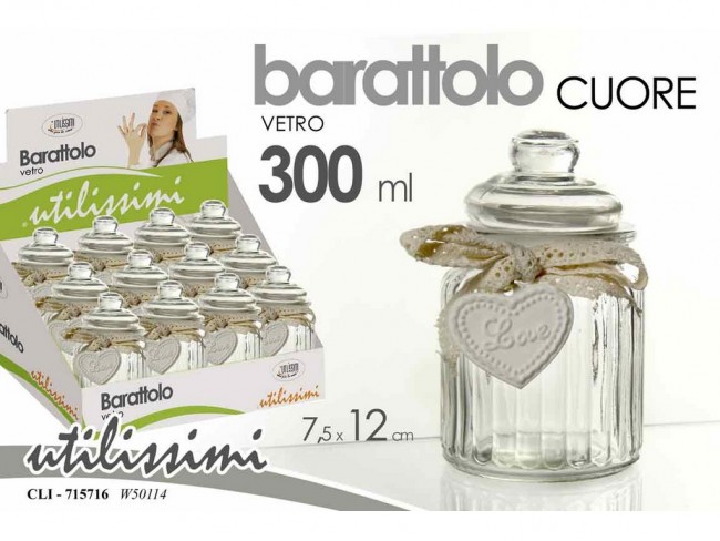 BARATTOLO CUCINA VETRO GICOS CON CUORE ML. 300
