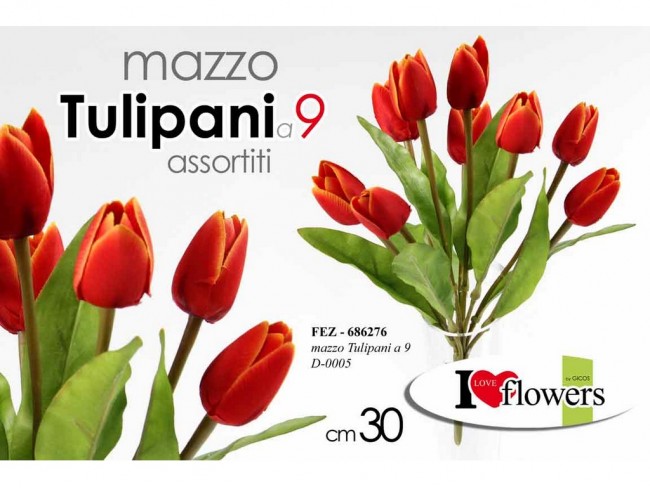 FIORE ARTIFICIALE MAZZO 9 RAMI TULIPANO CM. 30 GICOS