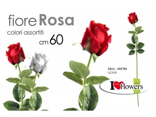 FIORE ARTIFICIALE STELO ROSA CM. 60 GICOS