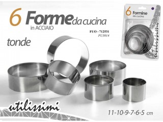 STAMPI TAGLIABISCOTTI INOX SET 6 PZ TONDI GICOS