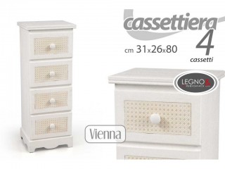 CASSETTIERA VIENNA GICOS LEGNO BIANCO 4 CASSETTI 31X26X80