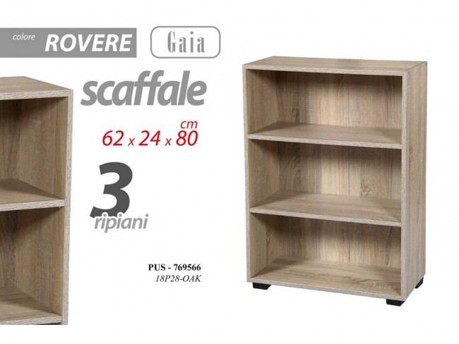 SCAFFALE LEGNO 3 RIPIANI GICOS CM 62X24X80