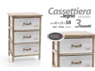 CASSETTIERA LEGNO DECORATA GICOS 3 CASSETTI 40X29X58