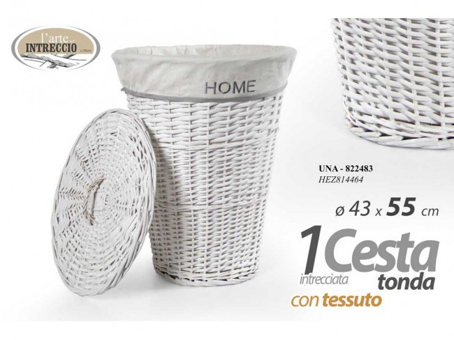 PORTABIANCHERIA VIMINI BIANCO TONDO 43X55 ART. 822483