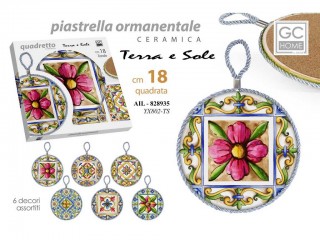 QUADRETTO GICOS TONDO PIASTRELLA ORNAMENTALE CM 18
