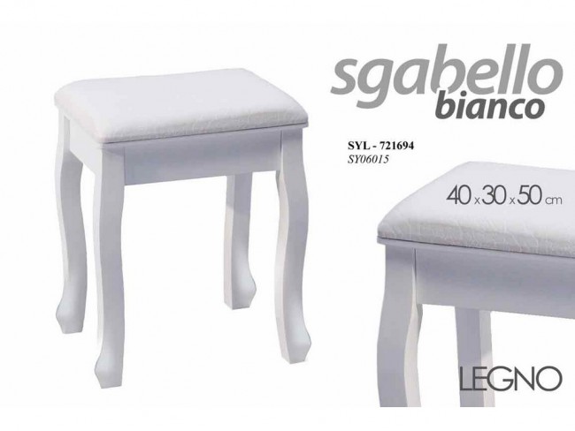SGABELLO LEGNO IMBOTTITO BIANCO GICOS CM. 40X30X50