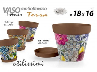 VASO PIANTE DECOR CON SOTTOVASO GICOS CM 18