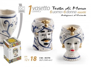 VASETTO TESTA DI MORO GICOS AFRO BLU CM. 18 UOMO/DONNA