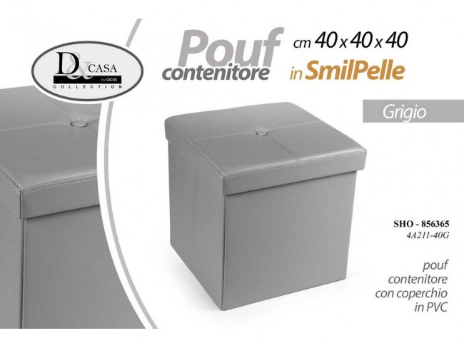 POUF SIMILPELLE CUBO GICOS CM. 40X40 GRIGIO
