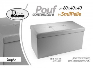 POUF SIMILPELLE RETTANGOLARE GICOS CM. 80X40 GRIGIO