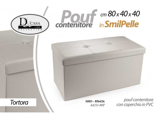 POUF SIMILPELLE RETTANGOLARE GICOS CM. 80X40 TORTORA