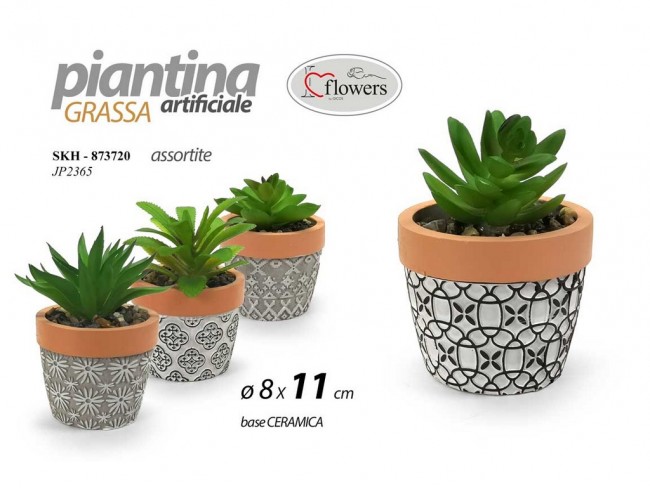 PIANTINA FIORI ARTIFICIALI GICOS CON VASO CERAMICA CM. 11
