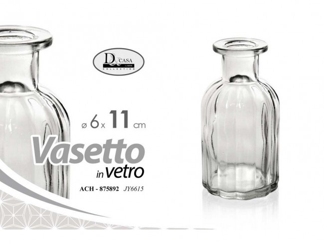 VASO FIORI GICOS VETRO MONOFIORE TRASPARENTE CM 11