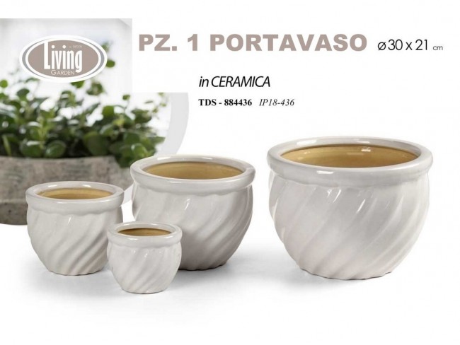 CACHEPOT GASPO GICOS PORCELLANATO BIANCO OBLIQUO ART. 884436 CM. 30x21