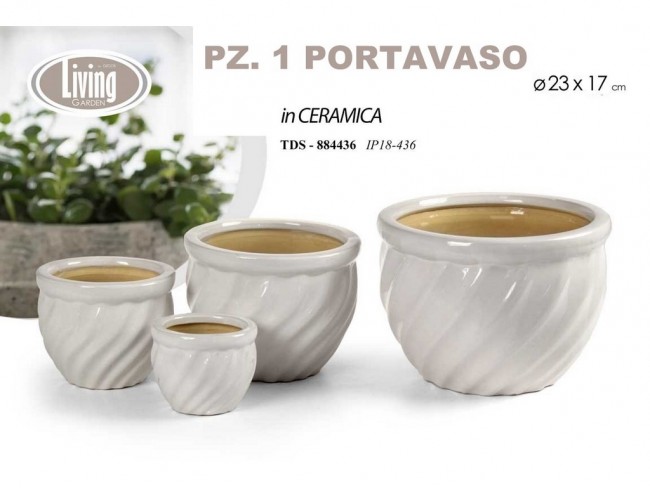 CACHEPOT GASPO GICOS PORCELLANATO BIANCO OBLIQUO ART. 884436 CM. 23x17