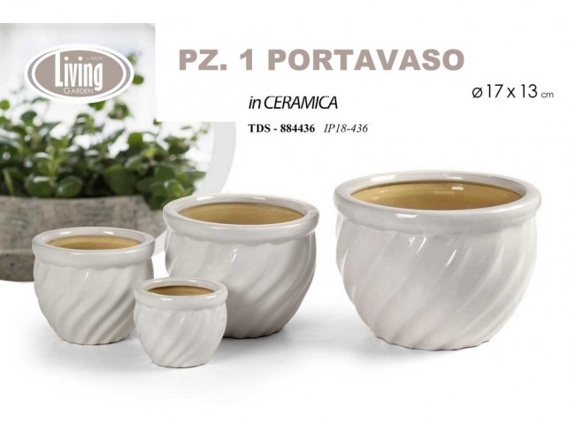 CACHEPOT GASPO GICOS PORCELLANATO BIANCO OBLIQUO ART. 884436 CM. 17x13
