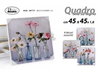 QUADRO GICOS SU TELA 45X45 ART. 887727 VASI CON FIORI