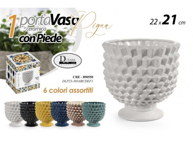 PIGNA VASO CERAMICA GICOS COLORI ASSORTITI CM. 22