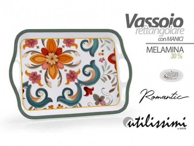 VASSOIO MELAMINA GICOS ROMANTIC CON MANICI CM. 41X29