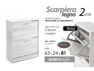 SCARPIERA LEGNO BIANCO 2 ANTE CM. 60X24X78