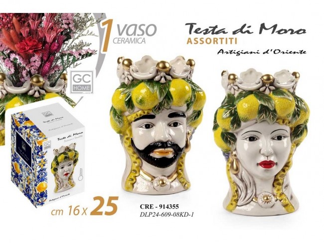 VASETTO TESTA DI MORO GICOS GIALLO CM. 25 UOMO/DONNA