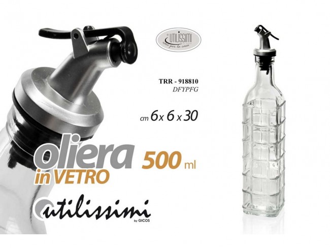 OLIERA VETRO GICOS TRASPARENTE CON TAPPO CC. 500
