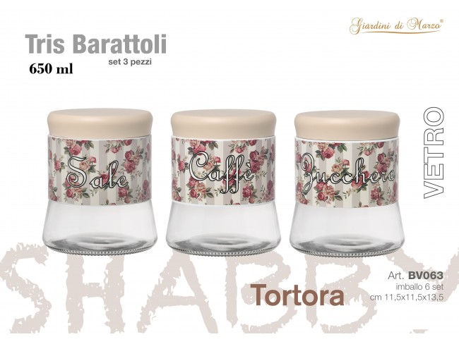 BARATTOLI CUCINA GIARDINI DI MARZO SHABBY CREMA 3 PZ.
