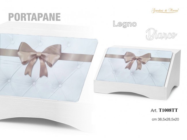 PORTAPANE LEGNO GIARDINI DI MARZO BIANCO FIOCCO TORTORA